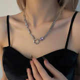 Purple Diamond Circle Necklace- Women's Sweet Wind Collar