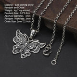 Sterling Silver 925 Butterfly Pendant Necklace Vintage Jewelry