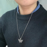 Sterling Silver 925 Butterfly Pendant Necklace Vintage Jewelry