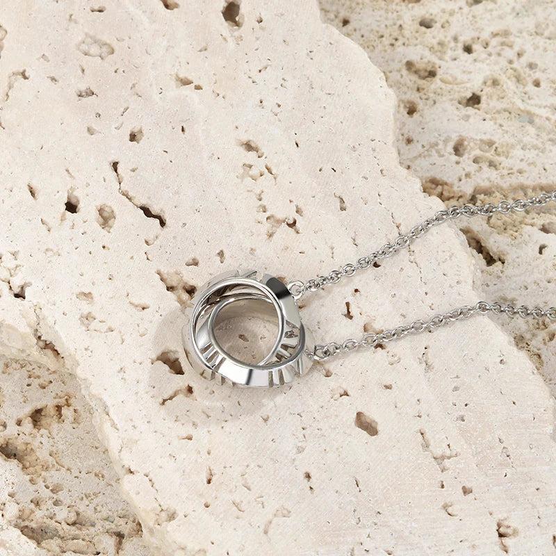 Classic Double Ring Necklaces 925 Silver Pendant Charm Gift