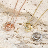 Classic Double Ring Necklaces 925 Silver Pendant Charm Gift