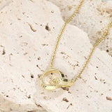 Classic Double Ring Necklaces 925 Silver Pendant Charm Gift