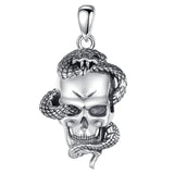 Eudora 925 Silver Skull Necklace Gothic Pendant Hip Hop