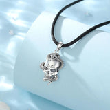 Eudora 925 Silver Skull Necklace Gothic Pendant Hip Hop