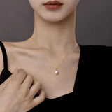 18K Gold Pearl Pendant Necklace for Women D207
