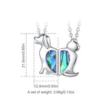 925 Silver Cat Dog Necklace Set Abalone Shell BFF Jewelry Sisters