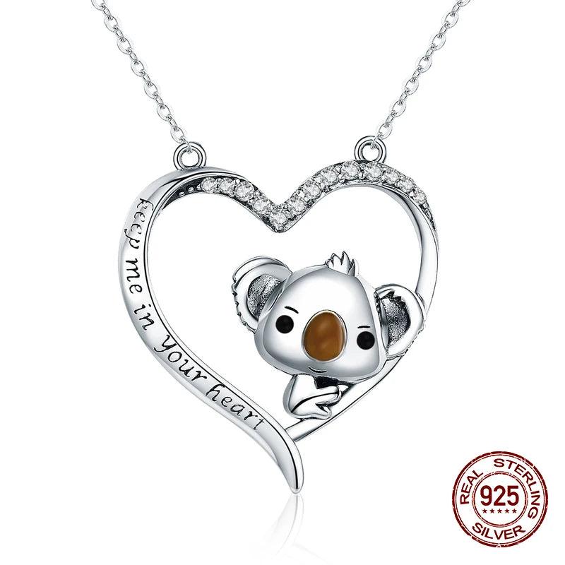 925 Silver Koala Pendant Necklace for Woman