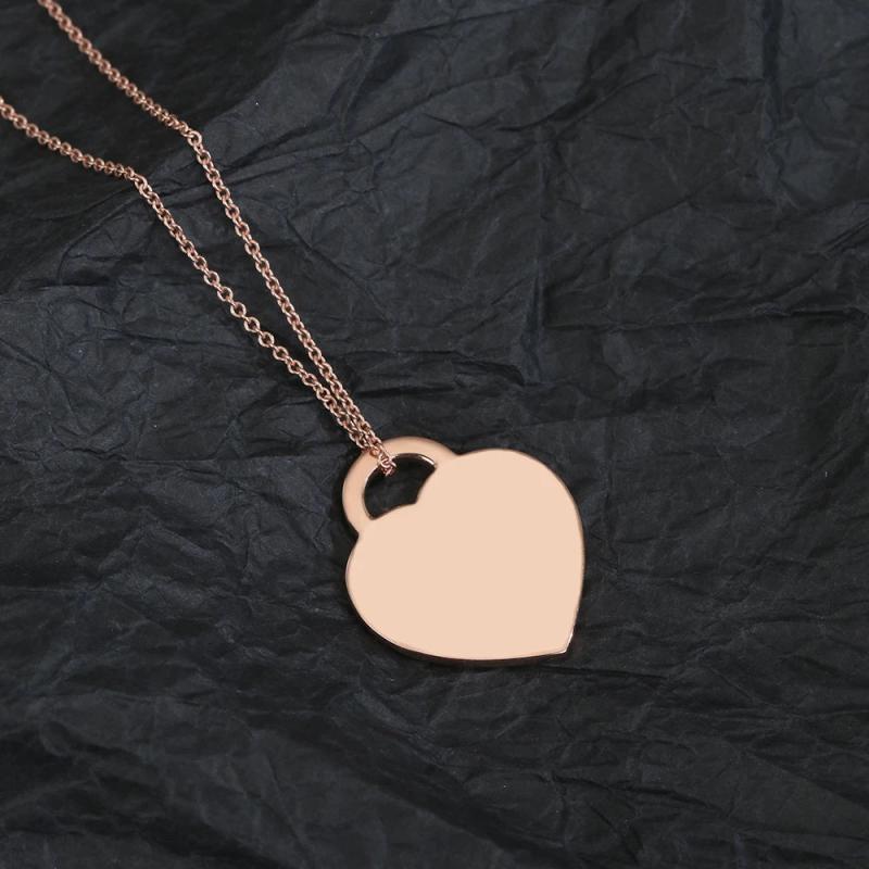 925 Silver Love Necklace Rose Heart Women's Party Jewelry