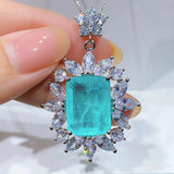 Emerald Paraiba Necklace 925 Silver Star Pendant Chocker
