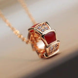 925 Silver Fritillaria Snake Bone Pendant Necklace