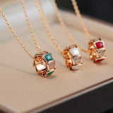 925 Silver Fritillaria Snake Bone Pendant Necklace
