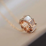 925 Silver Fritillaria Snake Bone Pendant Necklace