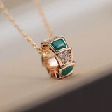 925 Silver Fritillaria Snake Bone Pendant Necklace