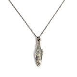 925 Silver Undead Salted Fish Pendant Necklace Punk Rock Jewelry