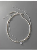925 Silver Pearl & Zircon Square Choker Necklace Pendant