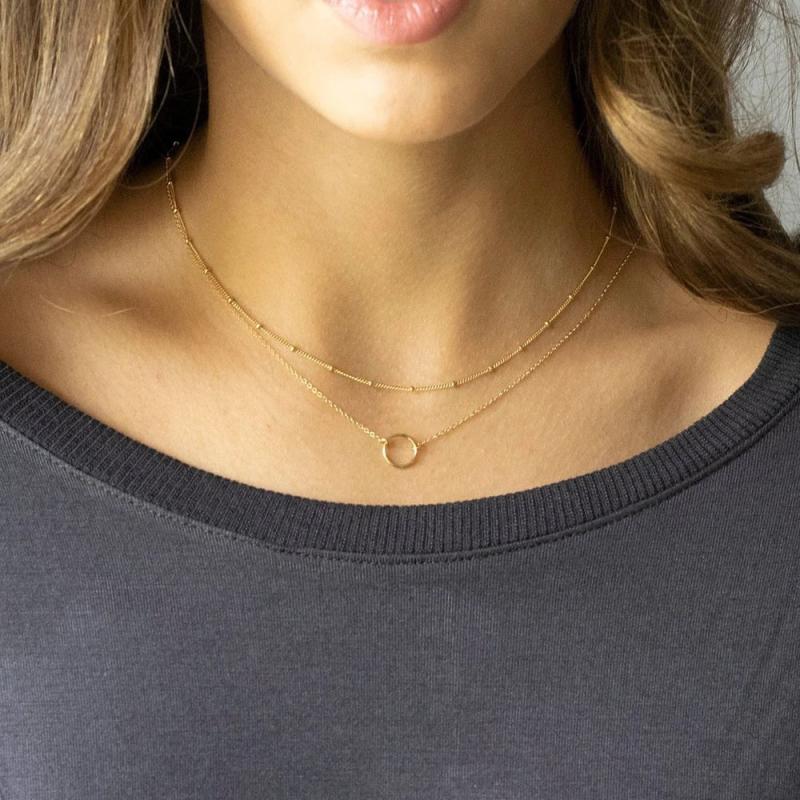 Circle Necklace Filled Ball Chain Choker Pendants Collier Femme Kolye