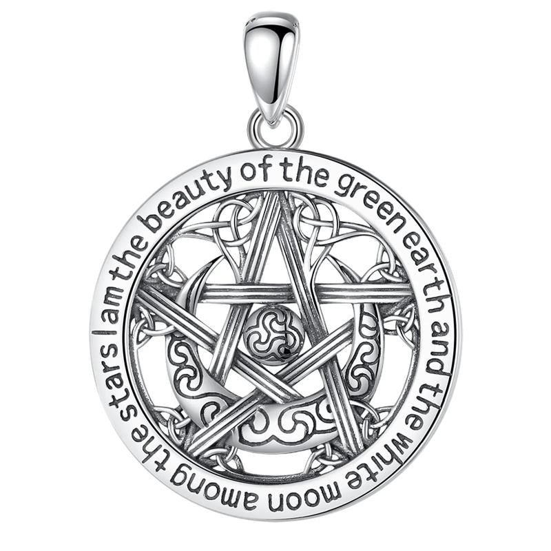 Eudora 925 Silver Witch Moon Pentagram Necklace Men Women Gift