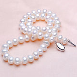 Freshwater Pearl Necklace 8-9mm Round 925 Silver Choker Jewelry