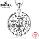 Eudora 925 Silver Tetragrammaton Pentagram Necklace Gothic Pendant