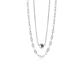 TrustDavis 925 Silver Double Layer Chain Choker Necklace Wedding Jewelry