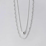 TrustDavis 925 Silver Double Layer Chain Choker Necklace Wedding Jewelry