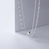 TrustDavis 925 Silver Double Layer Chain Choker Necklace Wedding Jewelry
