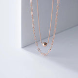 TrustDavis 925 Silver Double Layer Chain Choker Necklace Wedding Jewelry