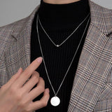 TrustDavis 925 Sterling Silver Double Layer 6mm Beads Pendant Necklace