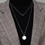 TrustDavis 925 Sterling Silver Double Layer 6mm Beads Pendant Necklace