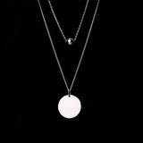 TrustDavis 925 Sterling Silver Double Layer 6mm Beads Pendant Necklace