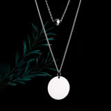 TrustDavis 925 Sterling Silver Double Layer 6mm Beads Pendant Necklace