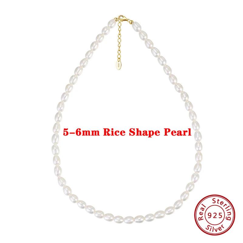 925 Silver Pearl Choker Necklace Freshwater Pearl Chain for Women Jewelry