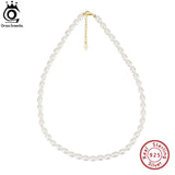 925 Silver Pearl Choker Necklace Freshwater Pearl Chain for Women Jewelry