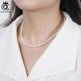 925 Silver Pearl Choker Necklace Freshwater Pearl Chain for Women Jewelry