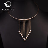 Natural Fresh Water Pearl Tassel Choker Necklace Wedding Gothic Jewelry