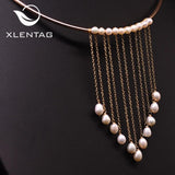 Natural Fresh Water Pearl Tassel Choker Necklace Wedding Gothic Jewelry