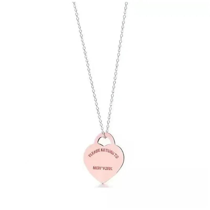 925 Silver Double Heart Necklace Original Lettering Craft