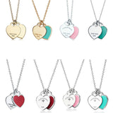 925 Silver Double Heart Necklace Original Lettering Craft