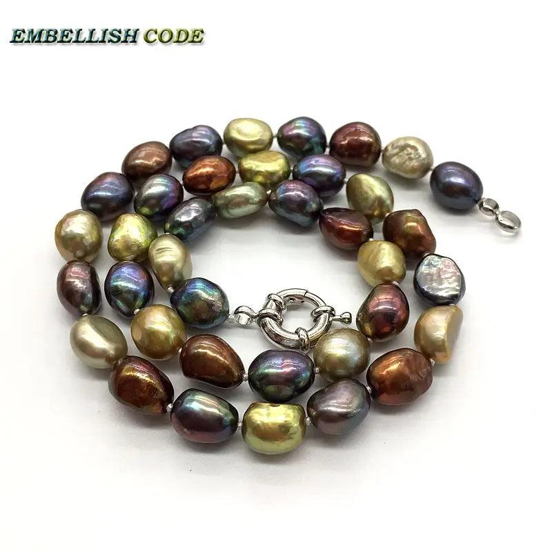 Hong Kong Peacock Brown Yellow Baroque Pearl Choker Necklace