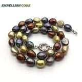 Hong Kong Peacock Brown Yellow Baroque Pearl Choker Necklace
