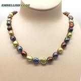 Hong Kong Peacock Brown Yellow Baroque Pearl Choker Necklace