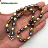 Hong Kong Peacock Brown Yellow Baroque Pearl Choker Necklace