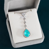 925 Silver Necklace Water Drop Paraiba Gemstone Jewelry