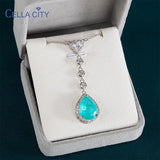925 Silver Necklace Water Drop Paraiba Gemstone Jewelry