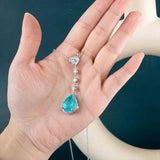 925 Silver Necklace Water Drop Paraiba Gemstone Jewelry