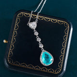 925 Silver Necklace Water Drop Paraiba Gemstone Jewelry