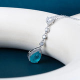 925 Silver Necklace Water Drop Paraiba Gemstone Jewelry