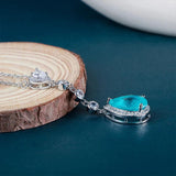925 Silver Necklace Water Drop Paraiba Gemstone Jewelry