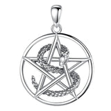 Eudora Sterling Silver Pentagram Snake Necklace Wiccan Pendant