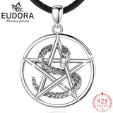 Eudora Sterling Silver Pentagram Snake Necklace Wiccan Pendant